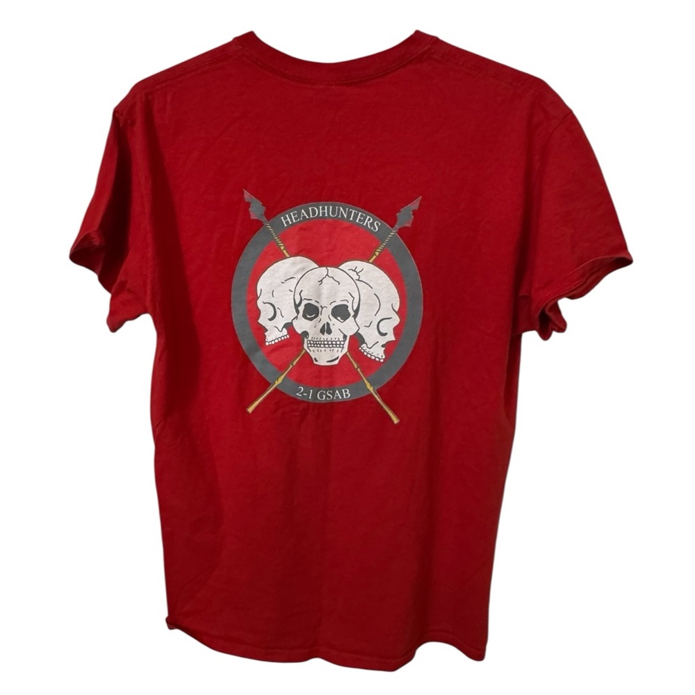 Vintage US Air Force Head Hunters HHC 2-1 GSAB Fort Riley KS Men’s M Red T-Shirt